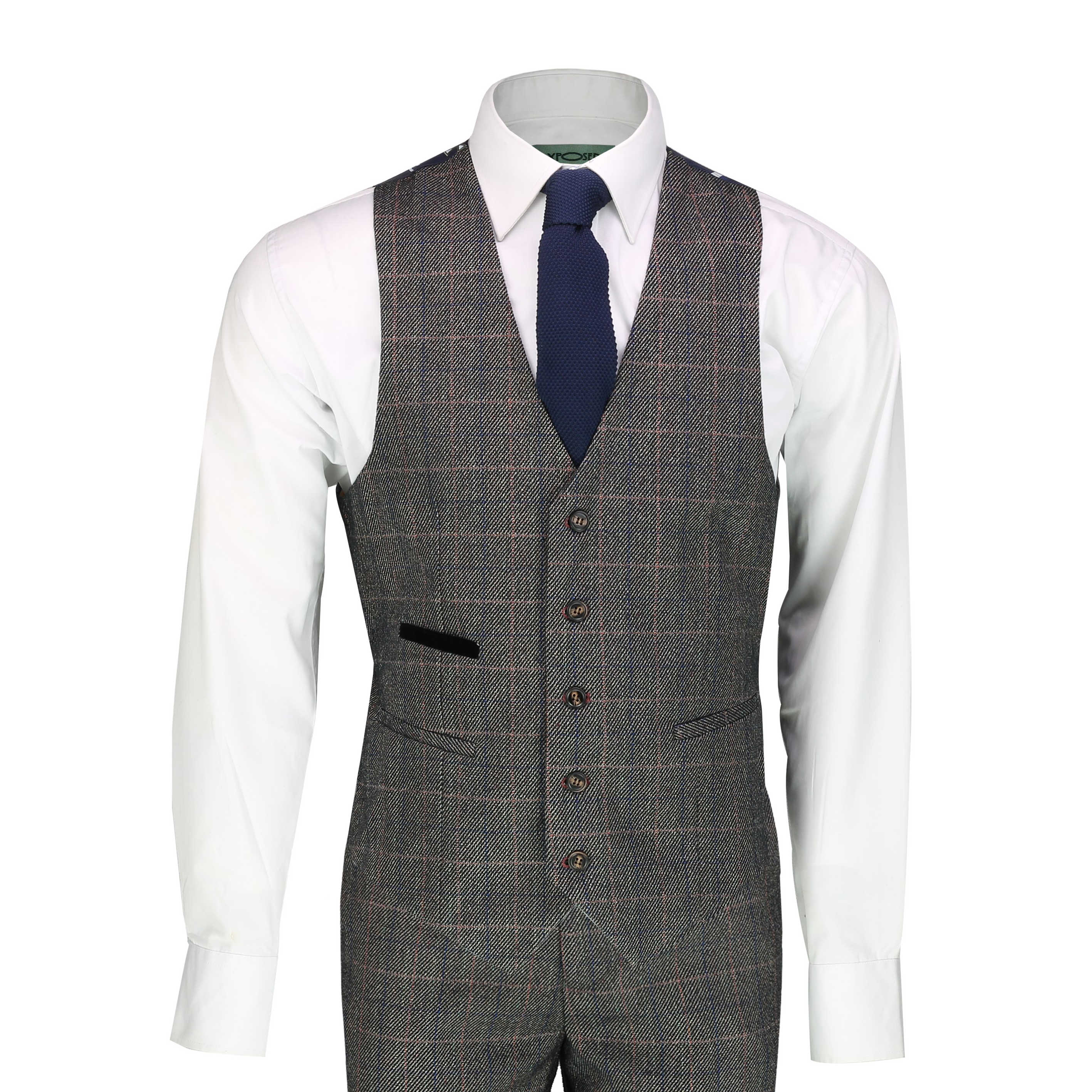 Mens Herringbone Tweed Check 3 Piece Suit Smart Classic 1920 Retro Tailored Fit Ebay